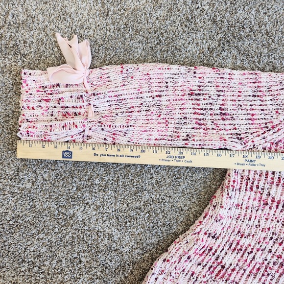 Cupio Knit Sweater Women's XL Pink Red Confetti Bow Sleeve Ties Valentine's Day - Picture 10 of 10